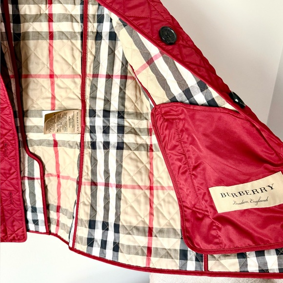 Burberry Quilted Jacket Red Classic Nova Plaid Check Lining Size XL - Picture 9 of 13